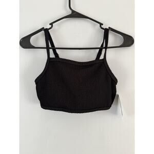 NWT Zella Black Scrunchy Bikini Top UPF 50 Girls Size 12